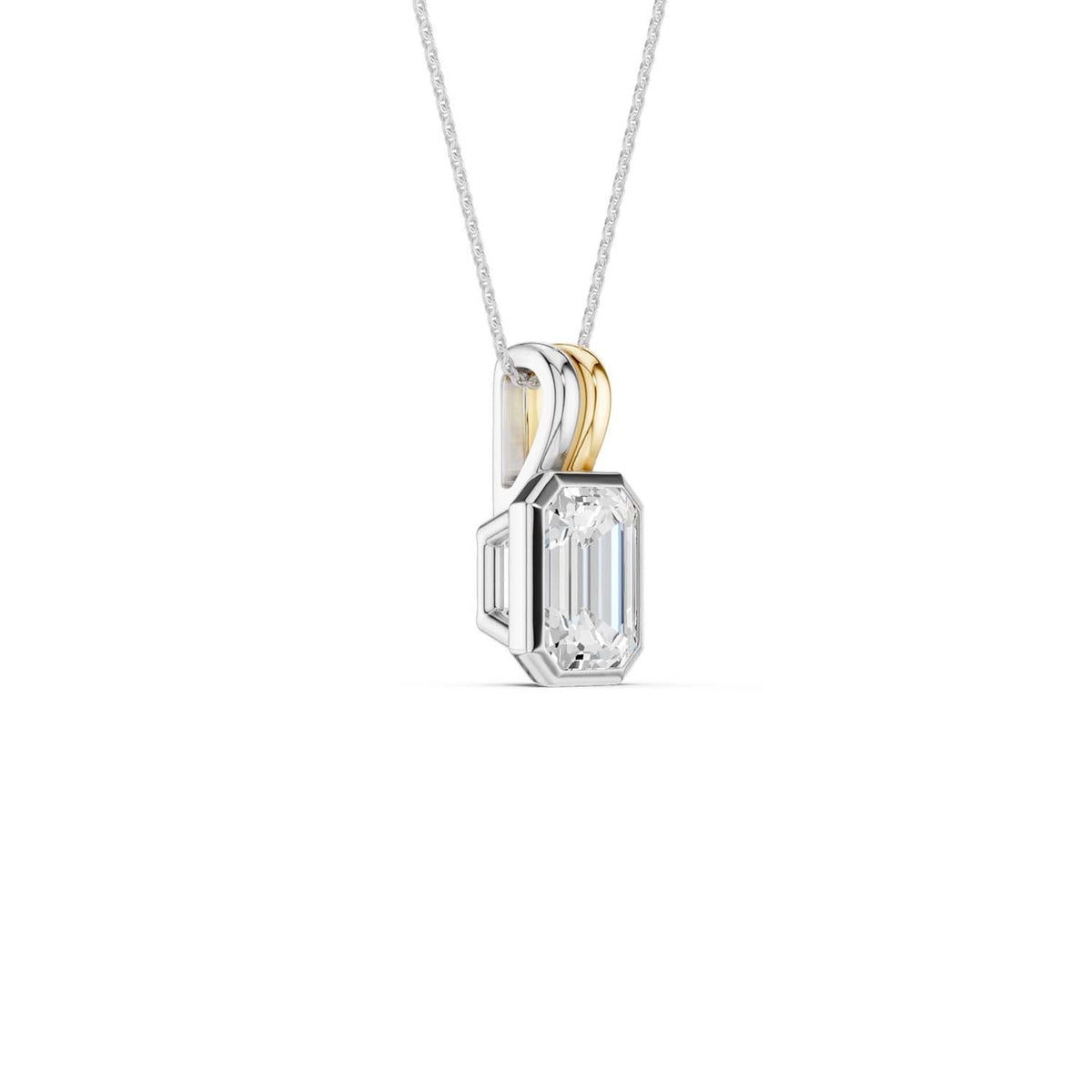 Coupled Emerald Bezel Necklace