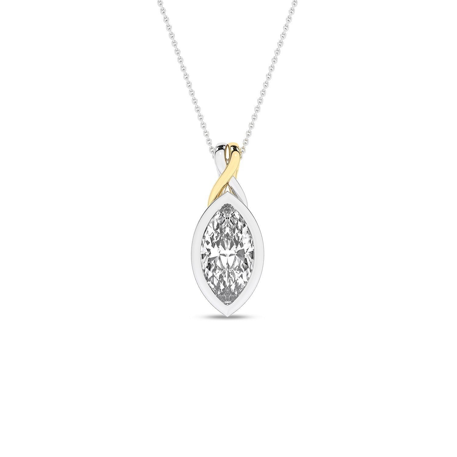 Twisted Marquise Bezel Pendant Necklace