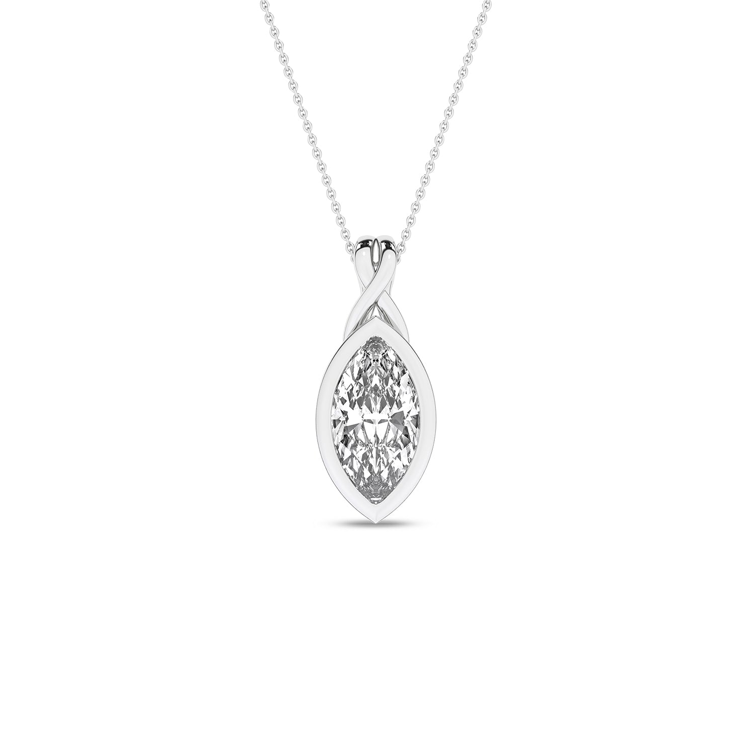Twisted Marquise Bezel Pendant Necklace
