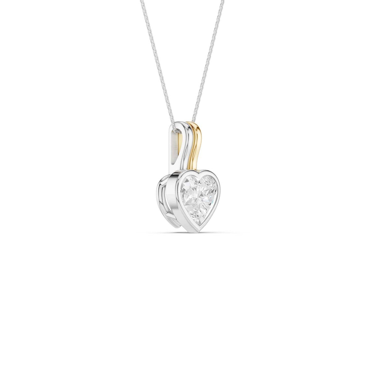 Coupled Heart Bezel Necklace