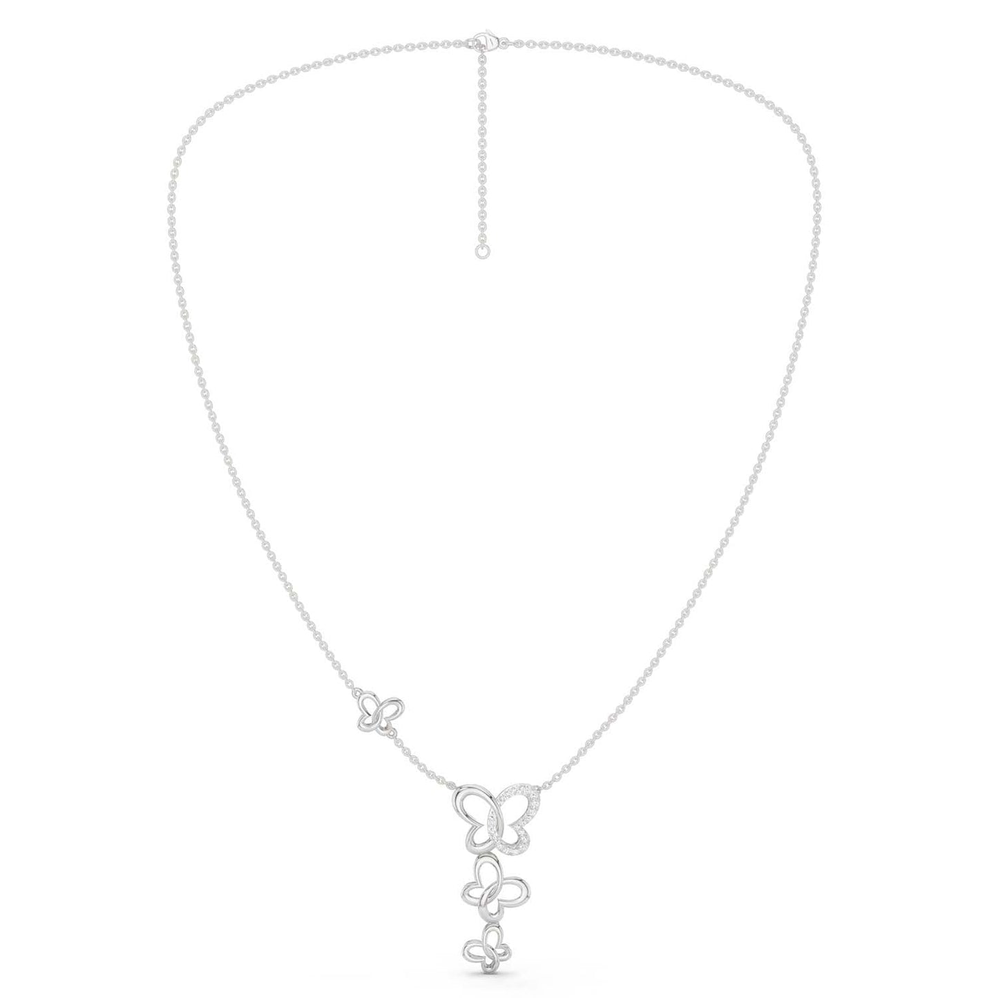 Triple Butterfly Drop Necklace