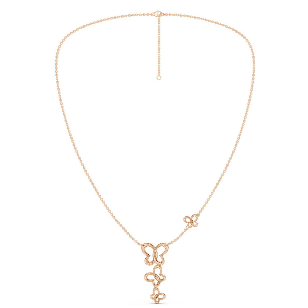 Triple Butterfly Drop Necklace