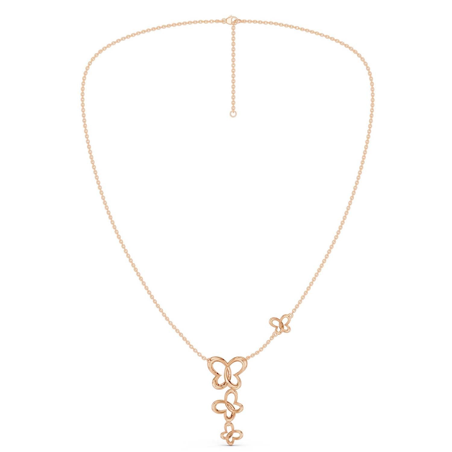 Triple Butterfly Drop Necklace