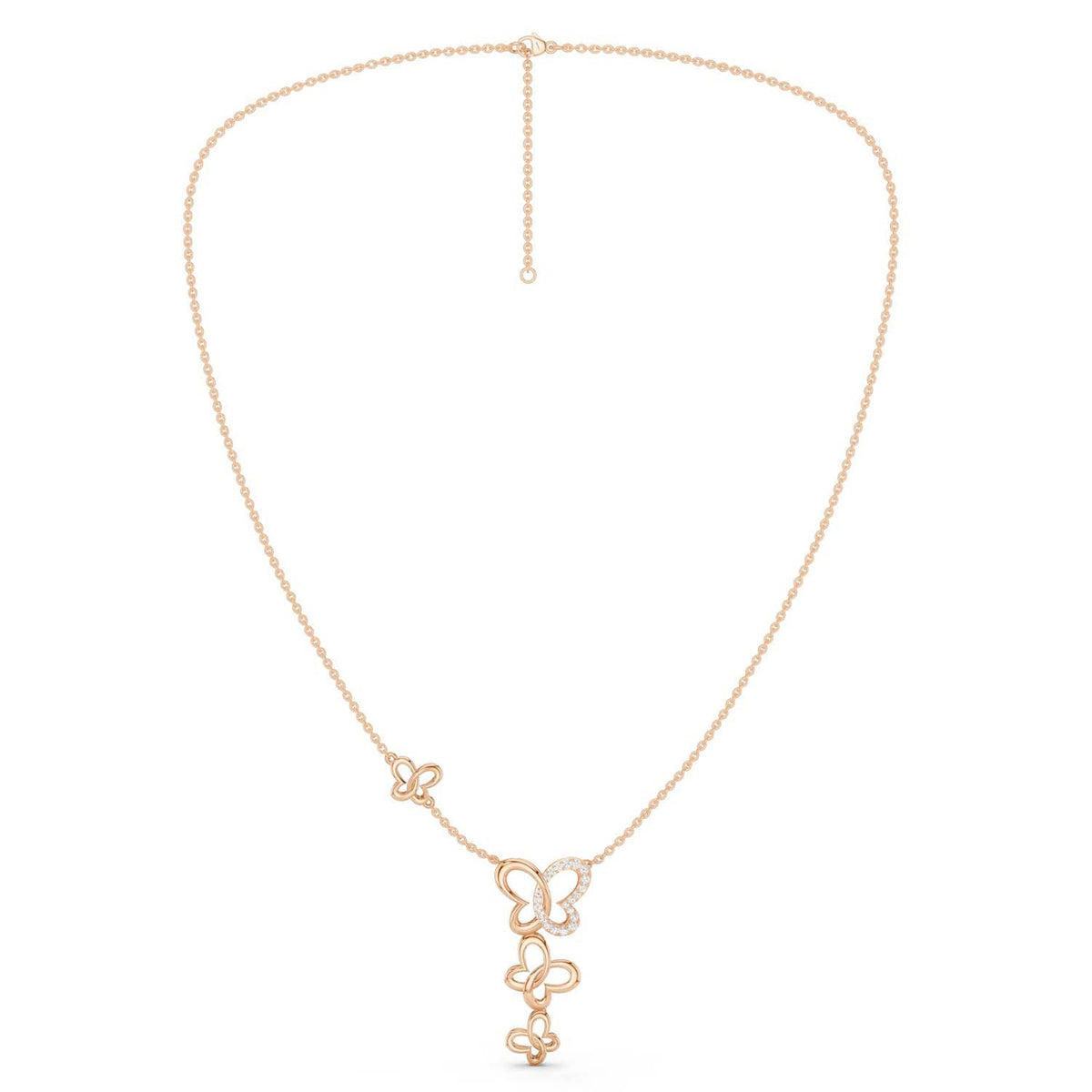 Triple Butterfly Drop Necklace