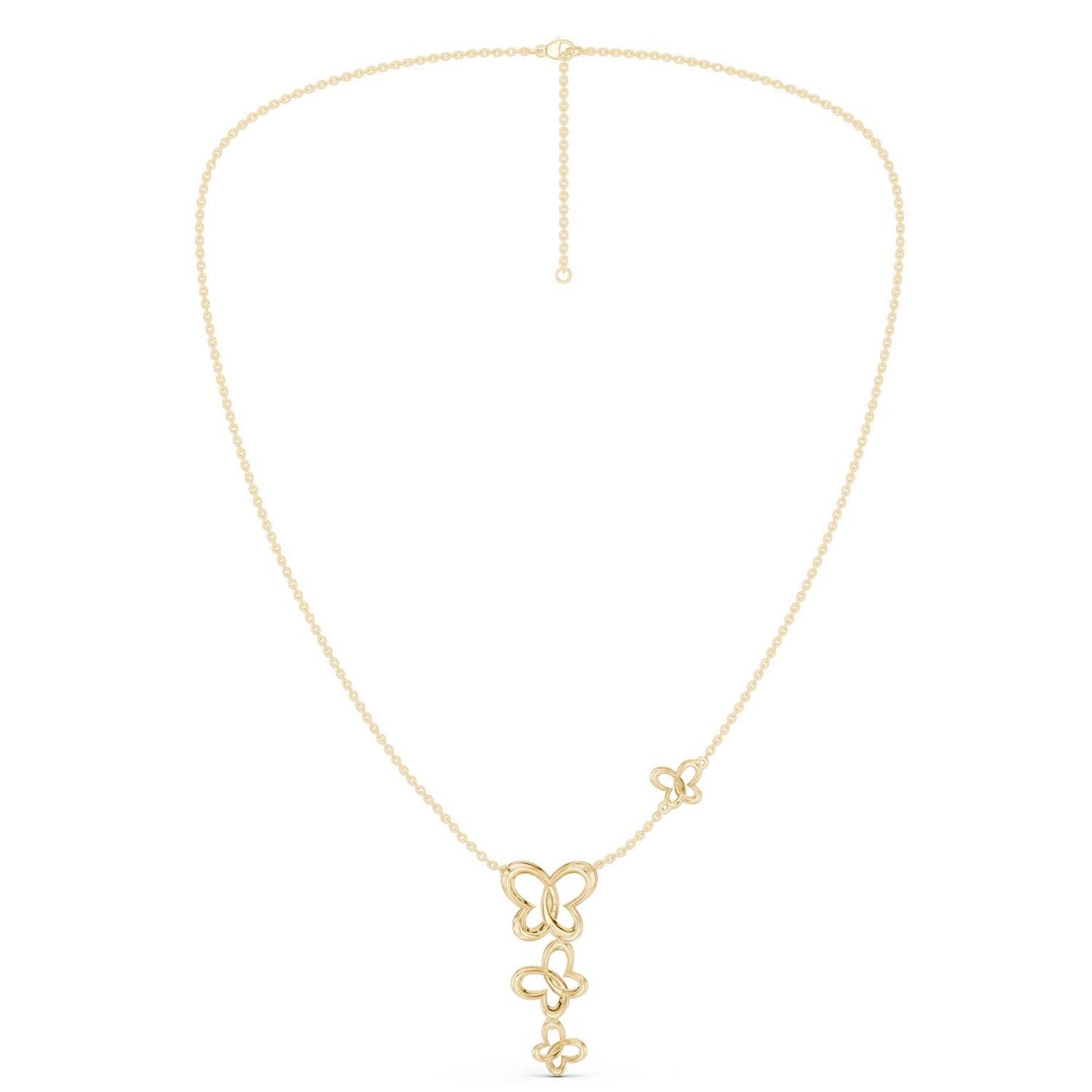 Triple Butterfly Drop Necklace