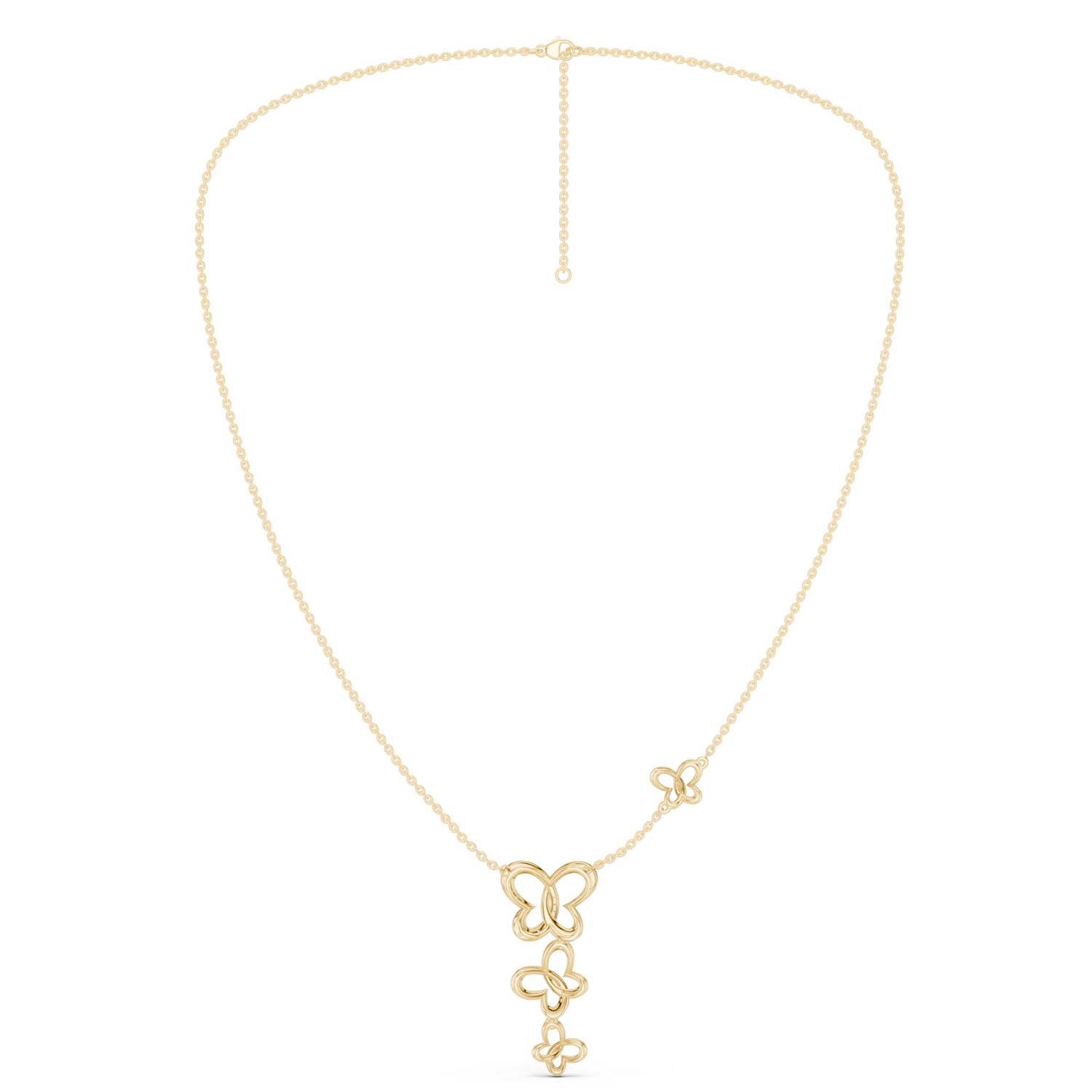 Triple Butterfly Drop Necklace