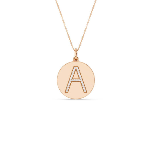 Diamond Initial Disc Necklace