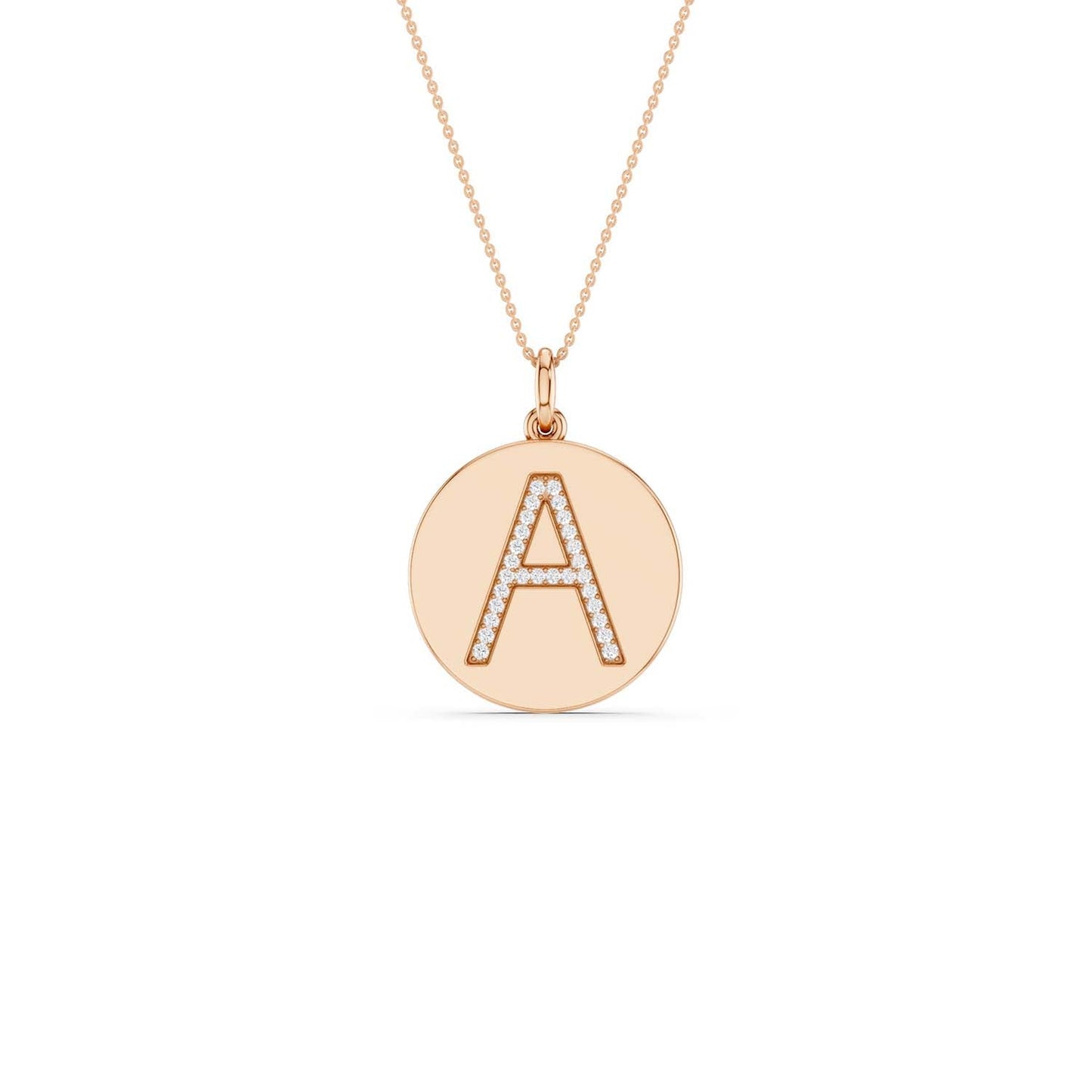 Diamond Initial Disc Necklace