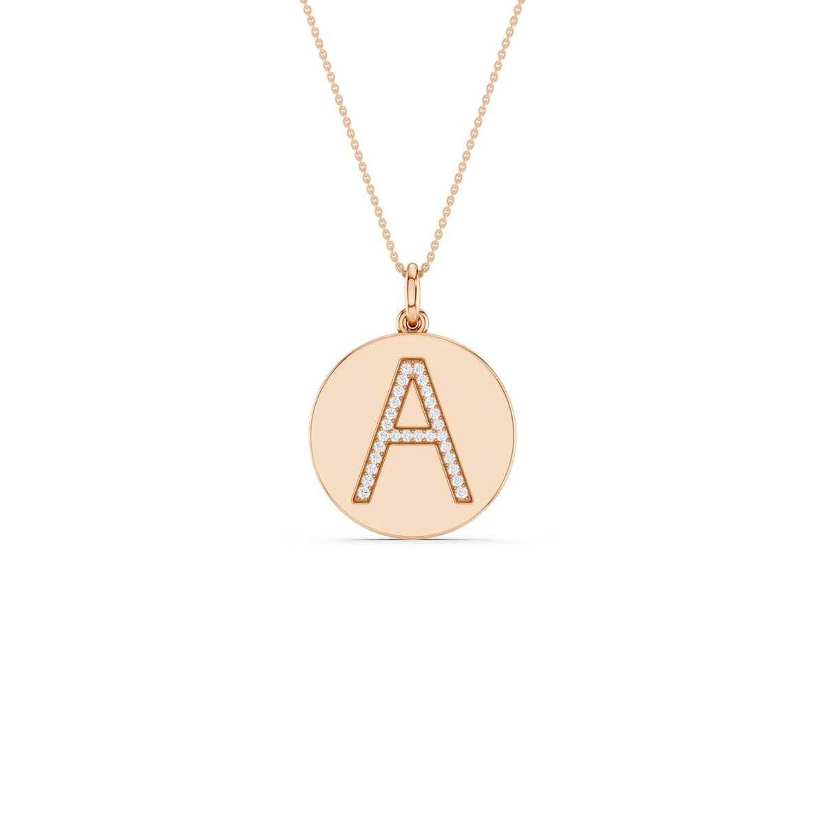 Diamond Initial Disc Necklace