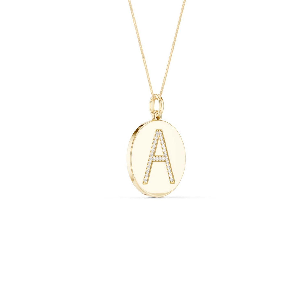 Diamond Initial Disc Necklace