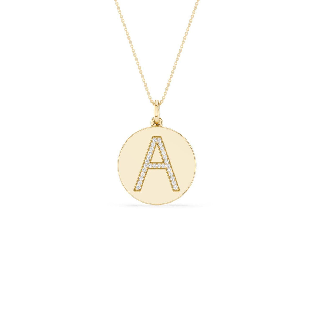 Diamond Initial Disc Necklace