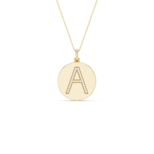 Diamond Initial Disc Necklace
