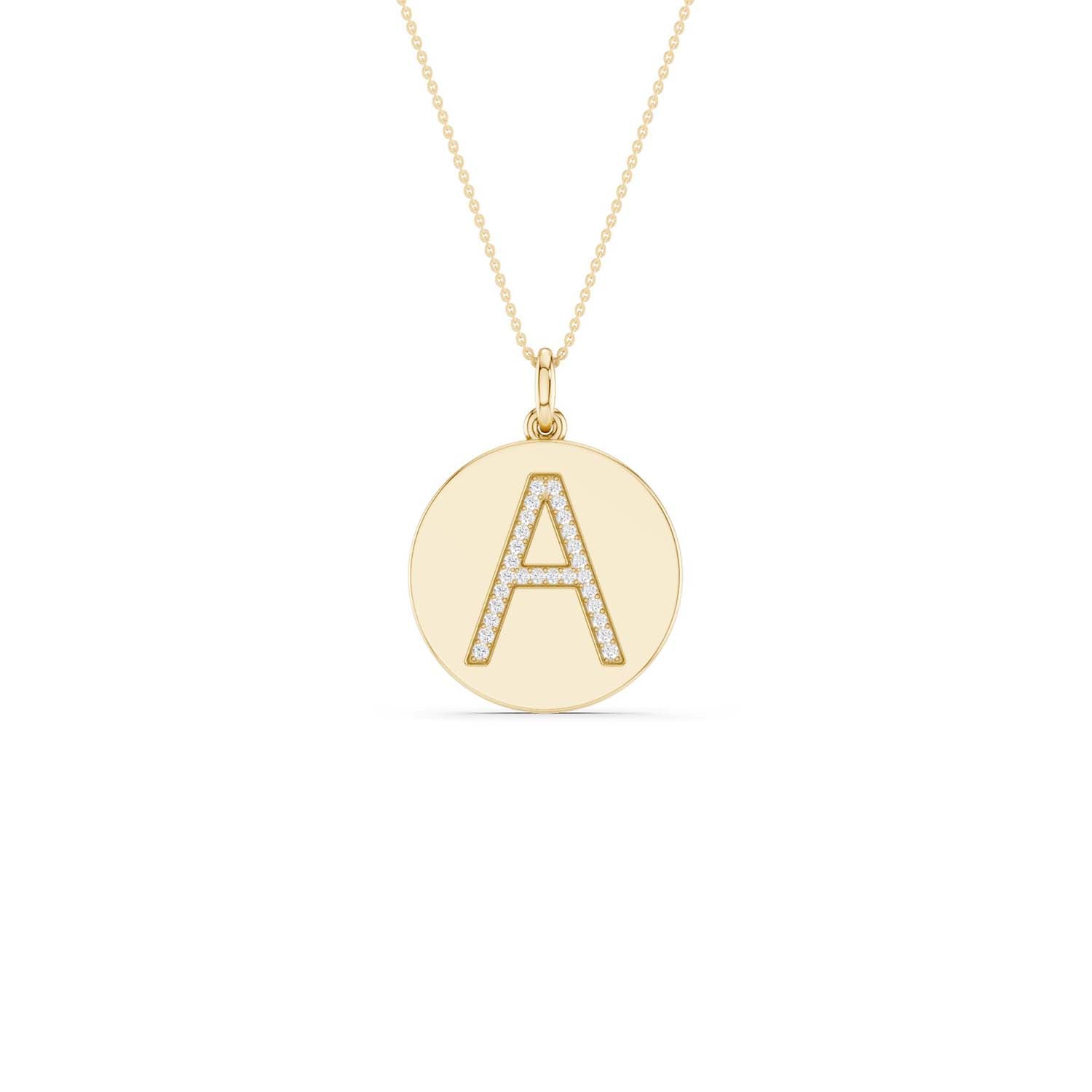 Diamond Initial Disc Necklace