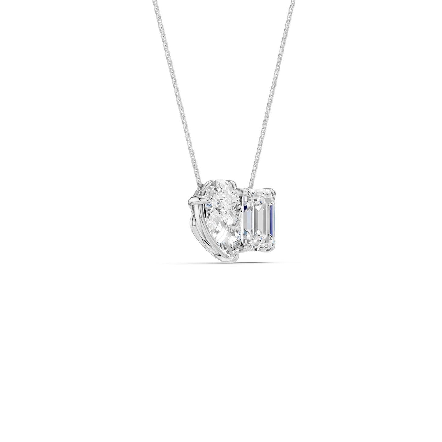 Pear-Emerald Diamond Two-Stone Necklace