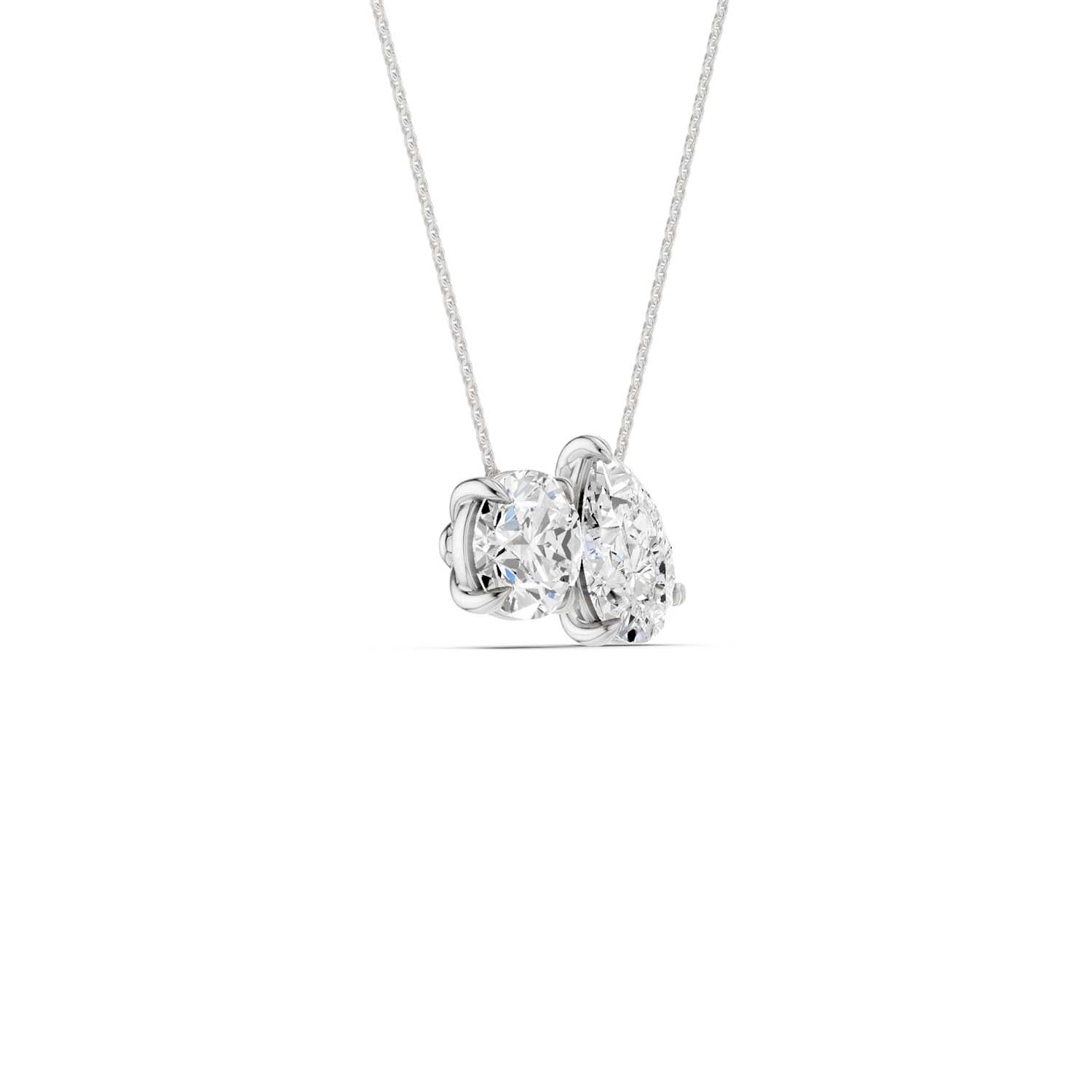 Round Pear Diamond Two-Stone Necklace