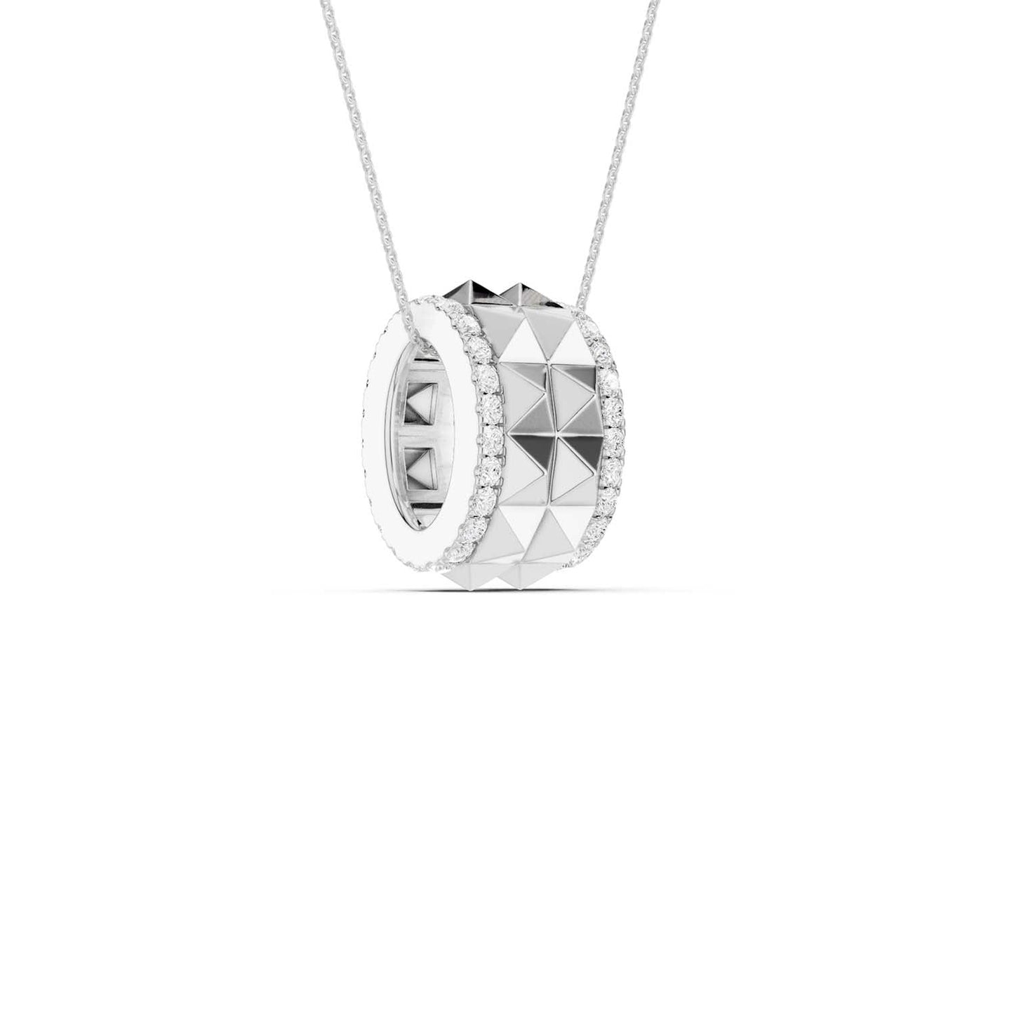Two-Tier Pyramid Spiked Pendant Necklace