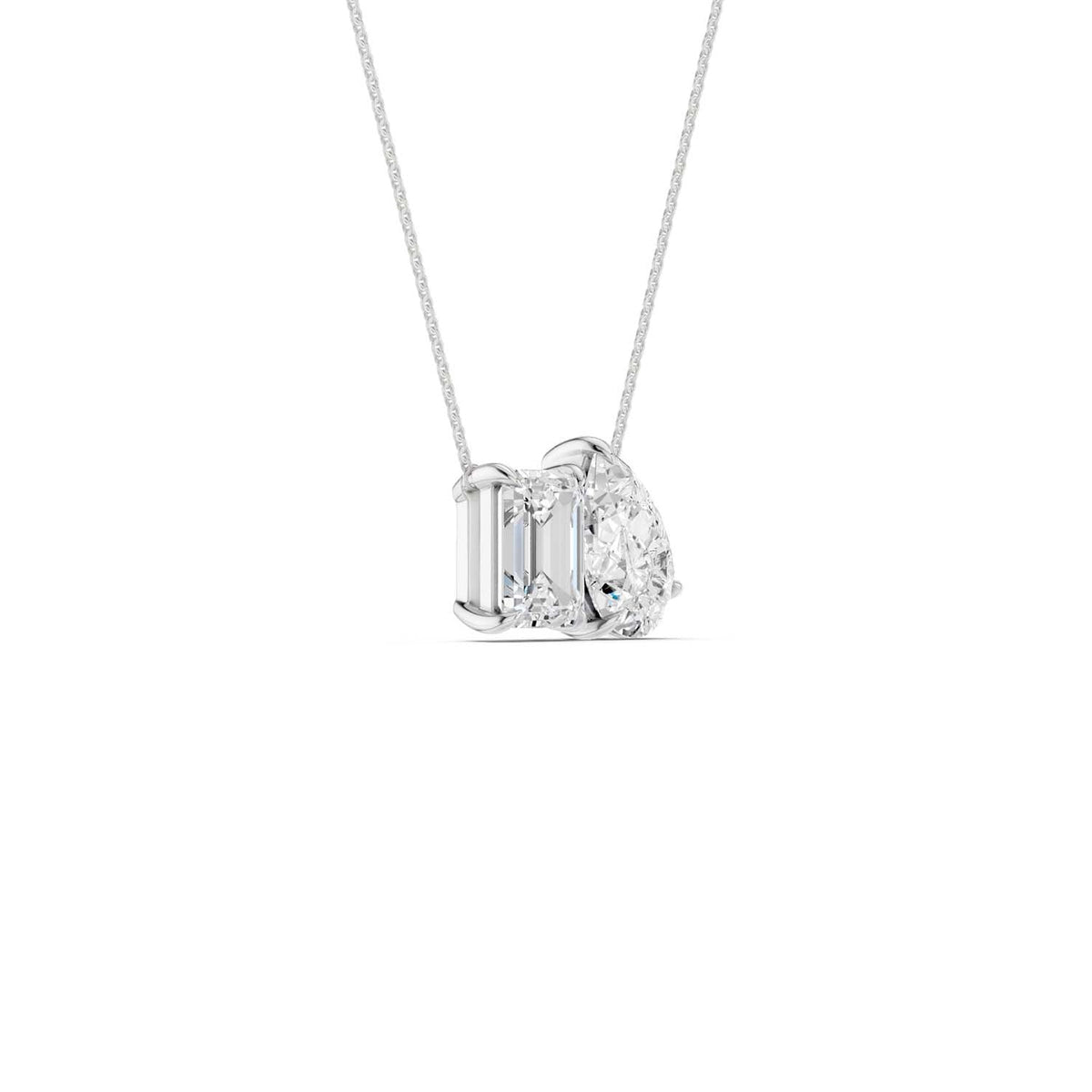 Emerald Pear Diamond Two-Stone Necklace