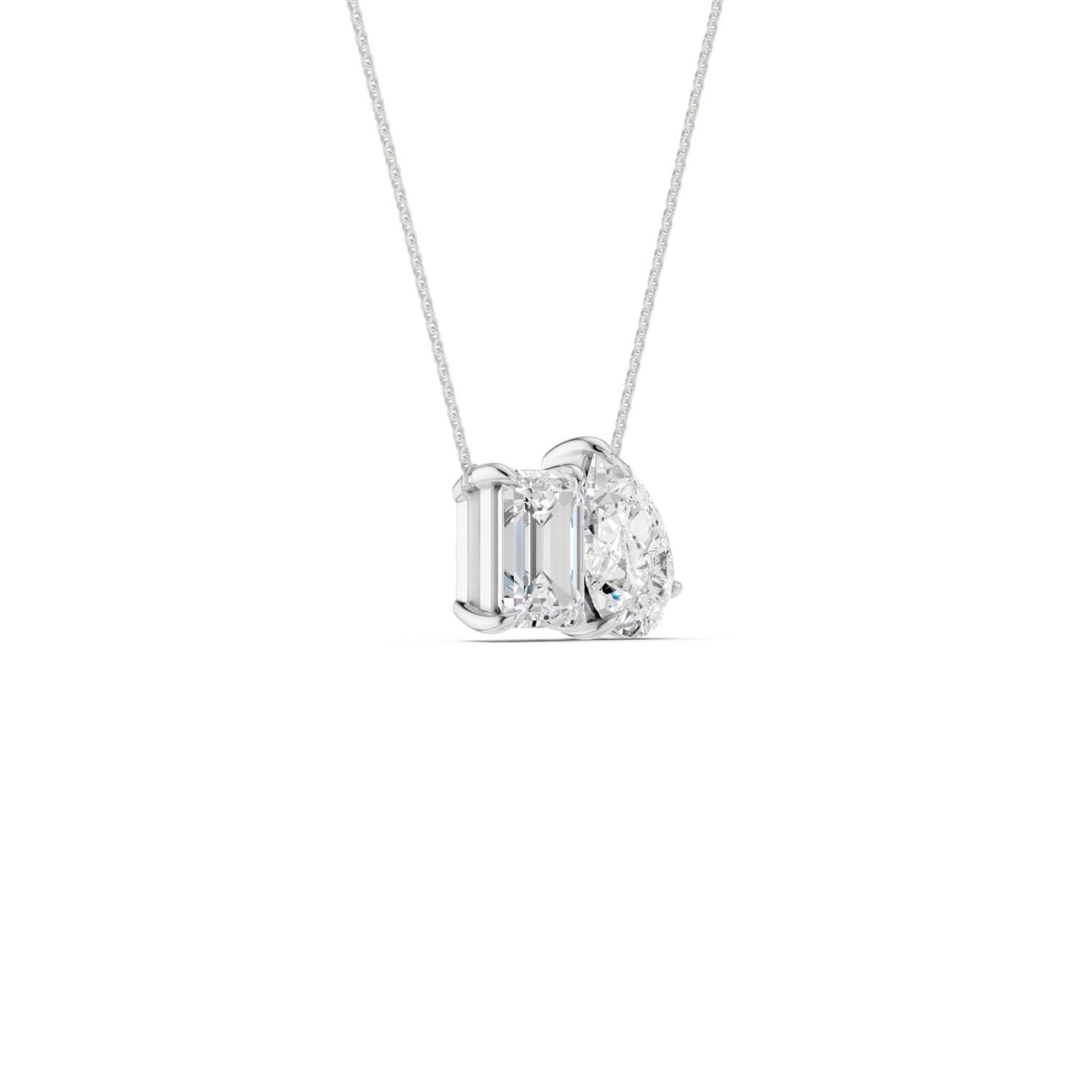 Emerald Pear Diamond Two-Stone Necklace