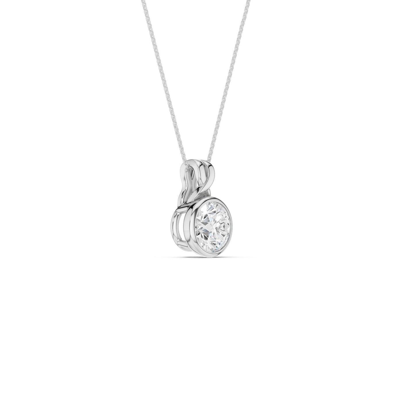 Twisted Round Bezel Pendant Necklace