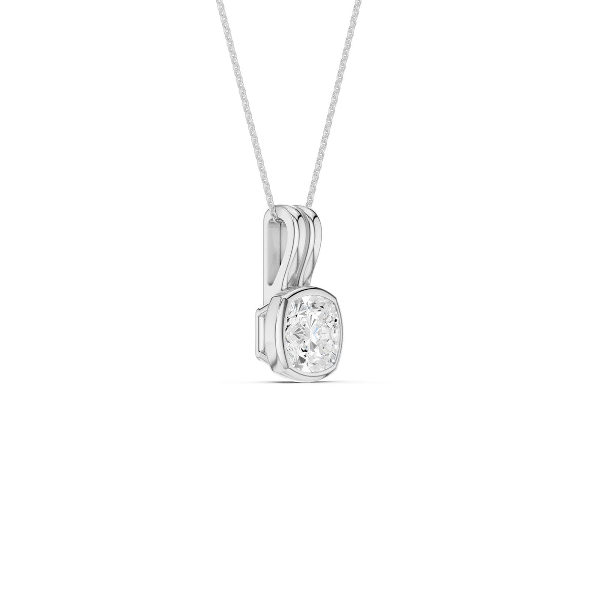 Coupled Cushion Bezel Necklace