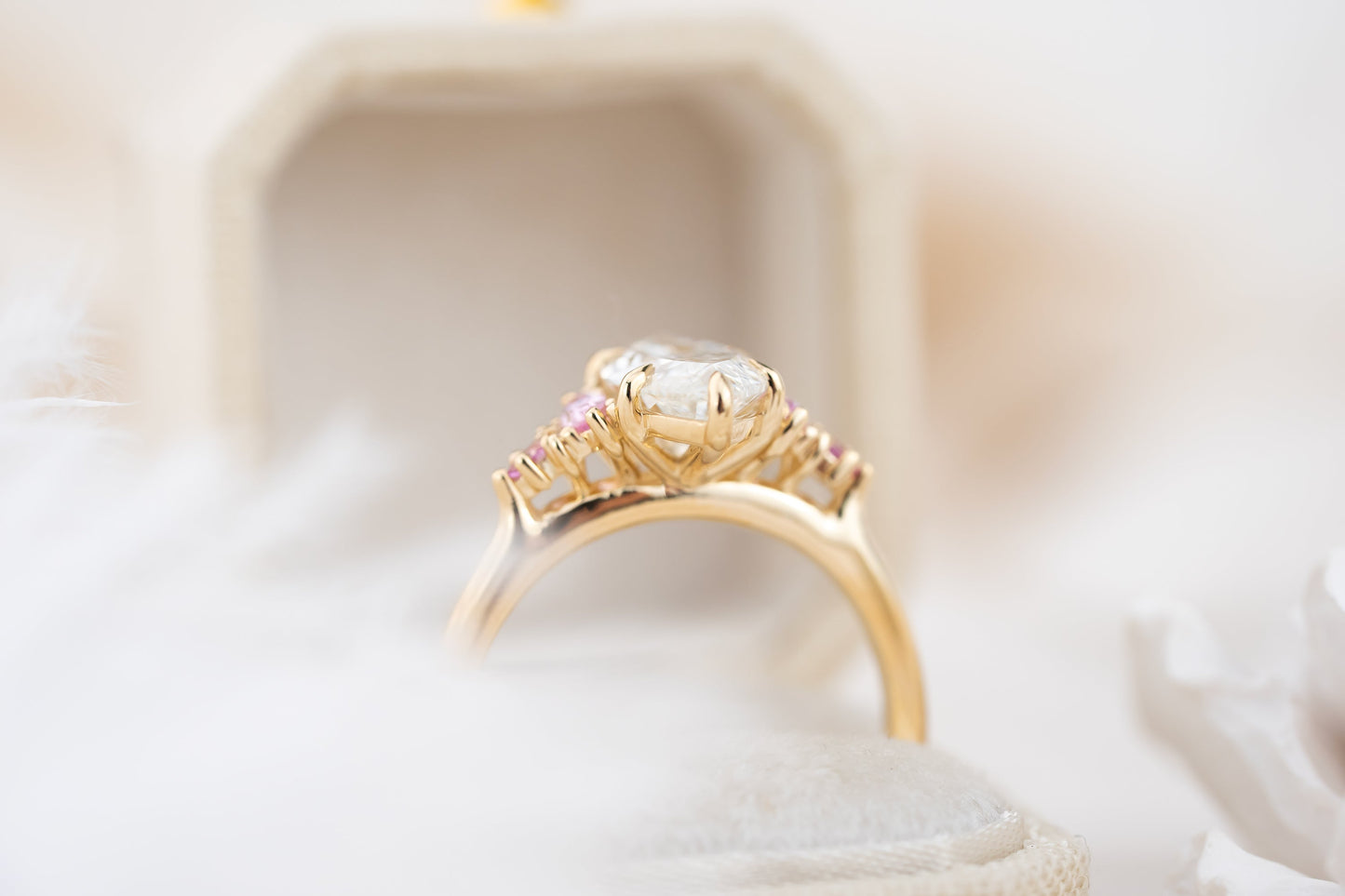 The Maeve Ring | 2.06 CT Flower Marquise Diamond + Pink Sapphire
