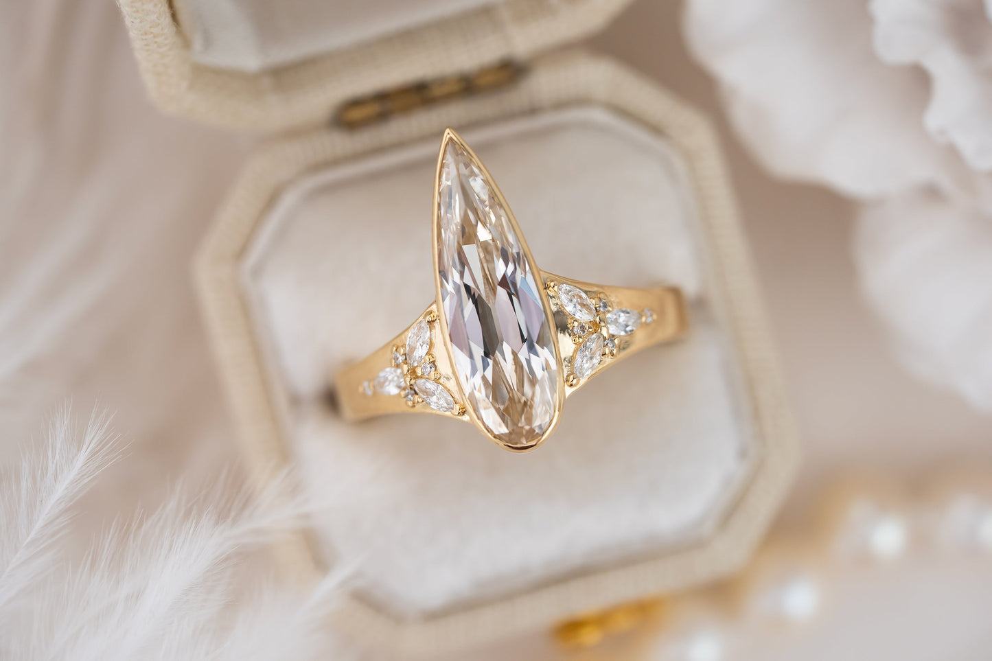 The Daylight Ring | 2.04 CT Elongated Pear Cut Champagne Diamond