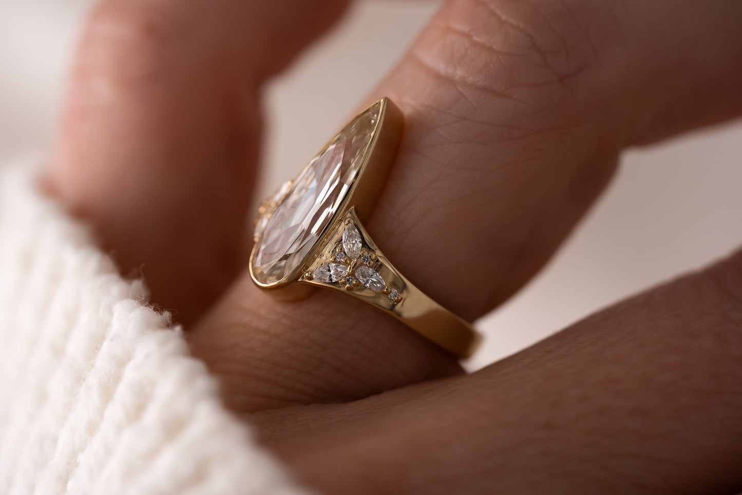 The Daylight Ring | 2.04 CT Elongated Pear Cut Champagne Diamond