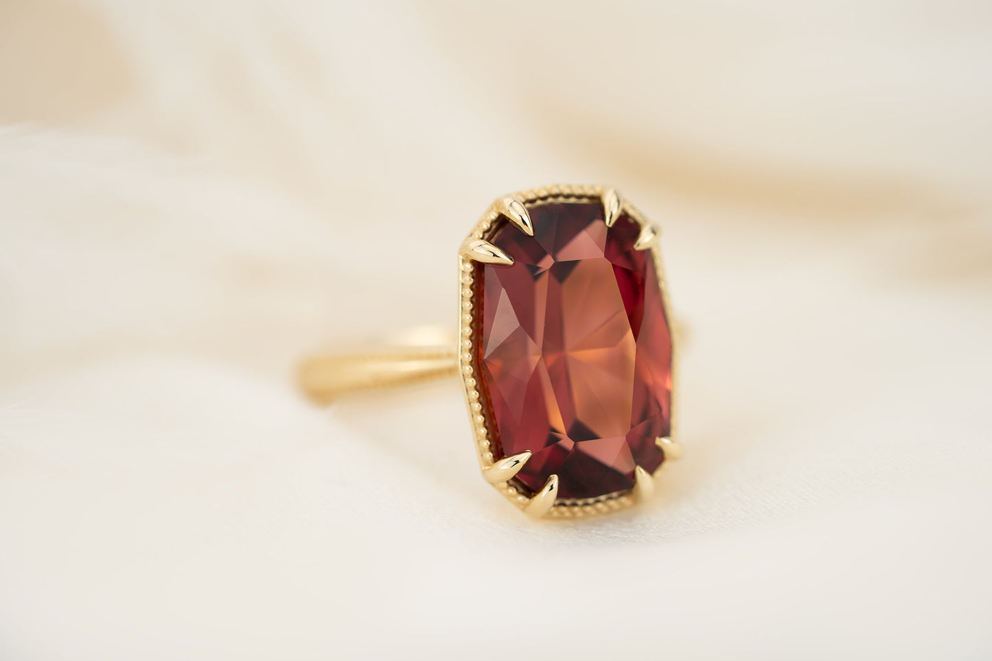 The Apate Ring | 7.35 CT Elongated Cushion Red Tourmaline