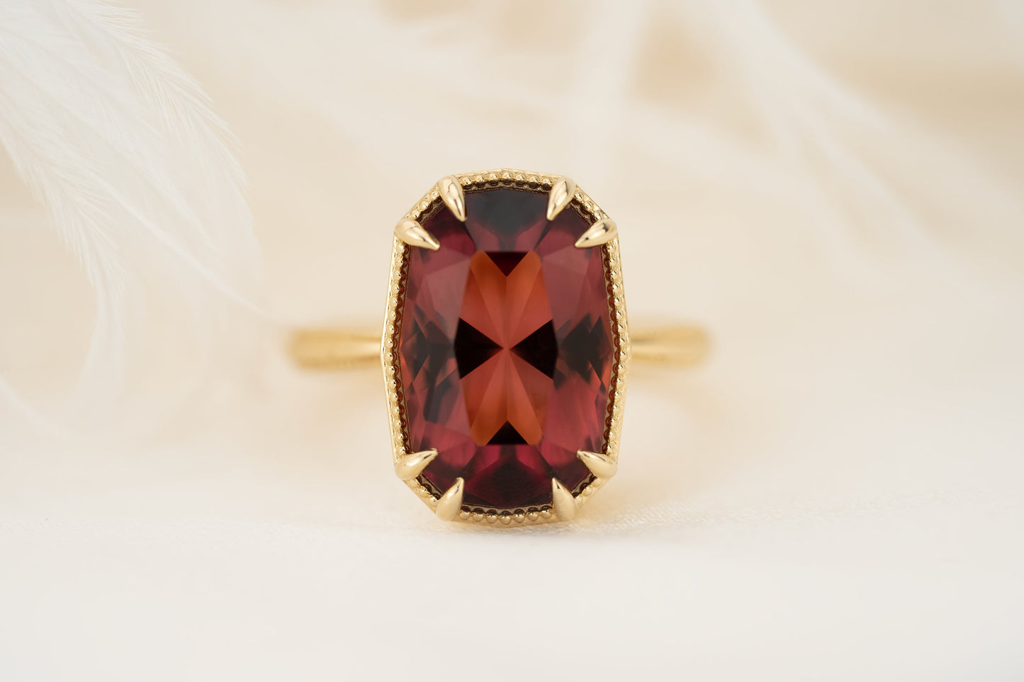 The Apate Ring | 7.35 CT Elongated Cushion Red Tourmaline