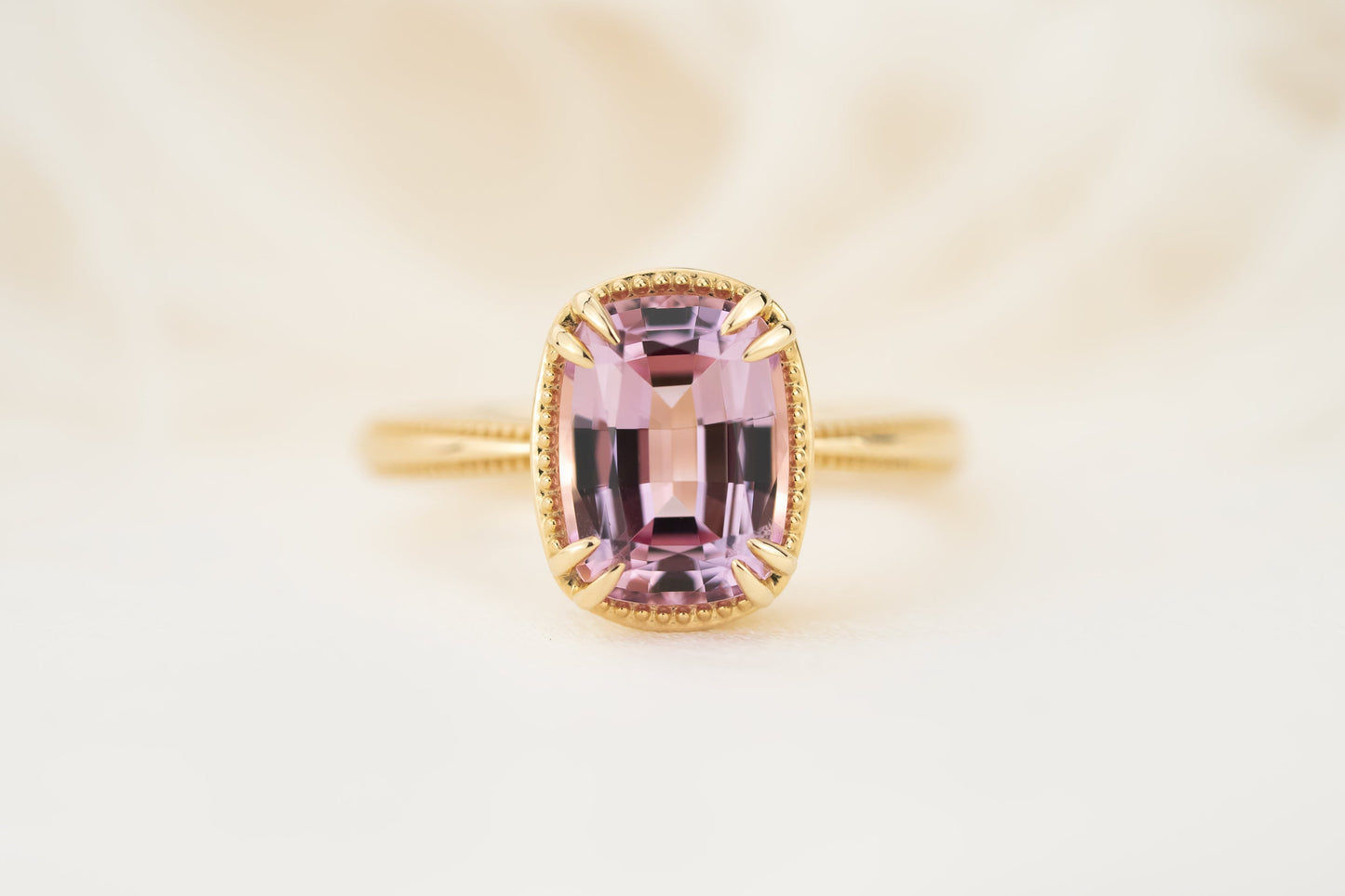 The Apate Ring | 3.29 CT Elongated Cushion Baby Pink Topaz