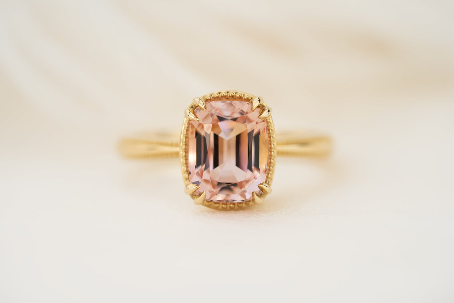 The Apate Ring | 3.51 CT Elongated Cushion Peach Imperial Topaz