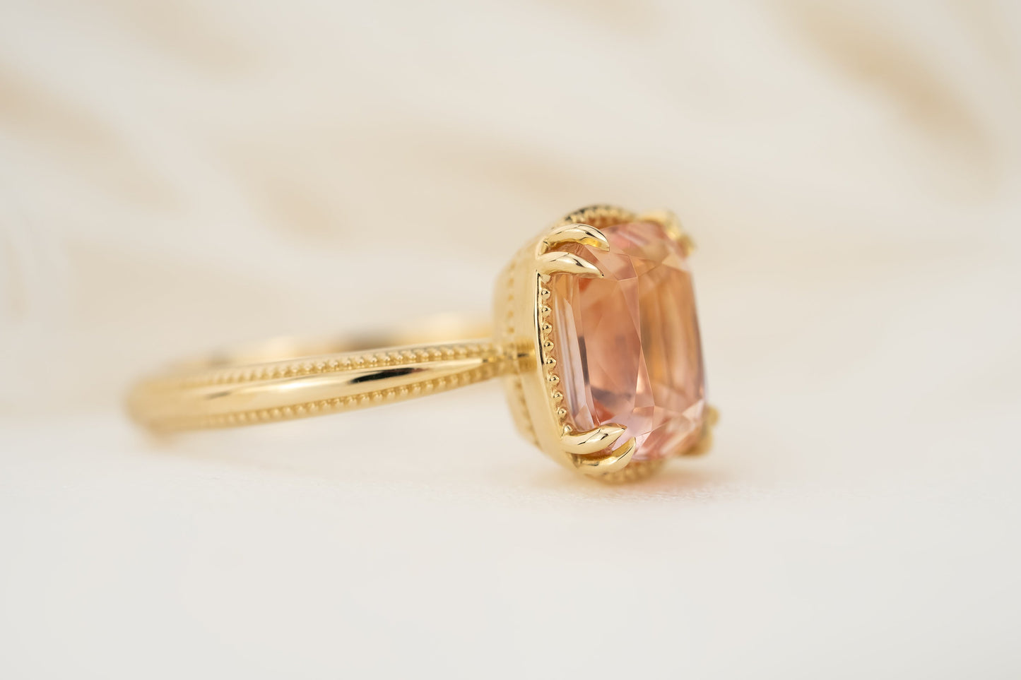 The Apate Ring | 3.51 CT Elongated Cushion Peach Imperial Topaz