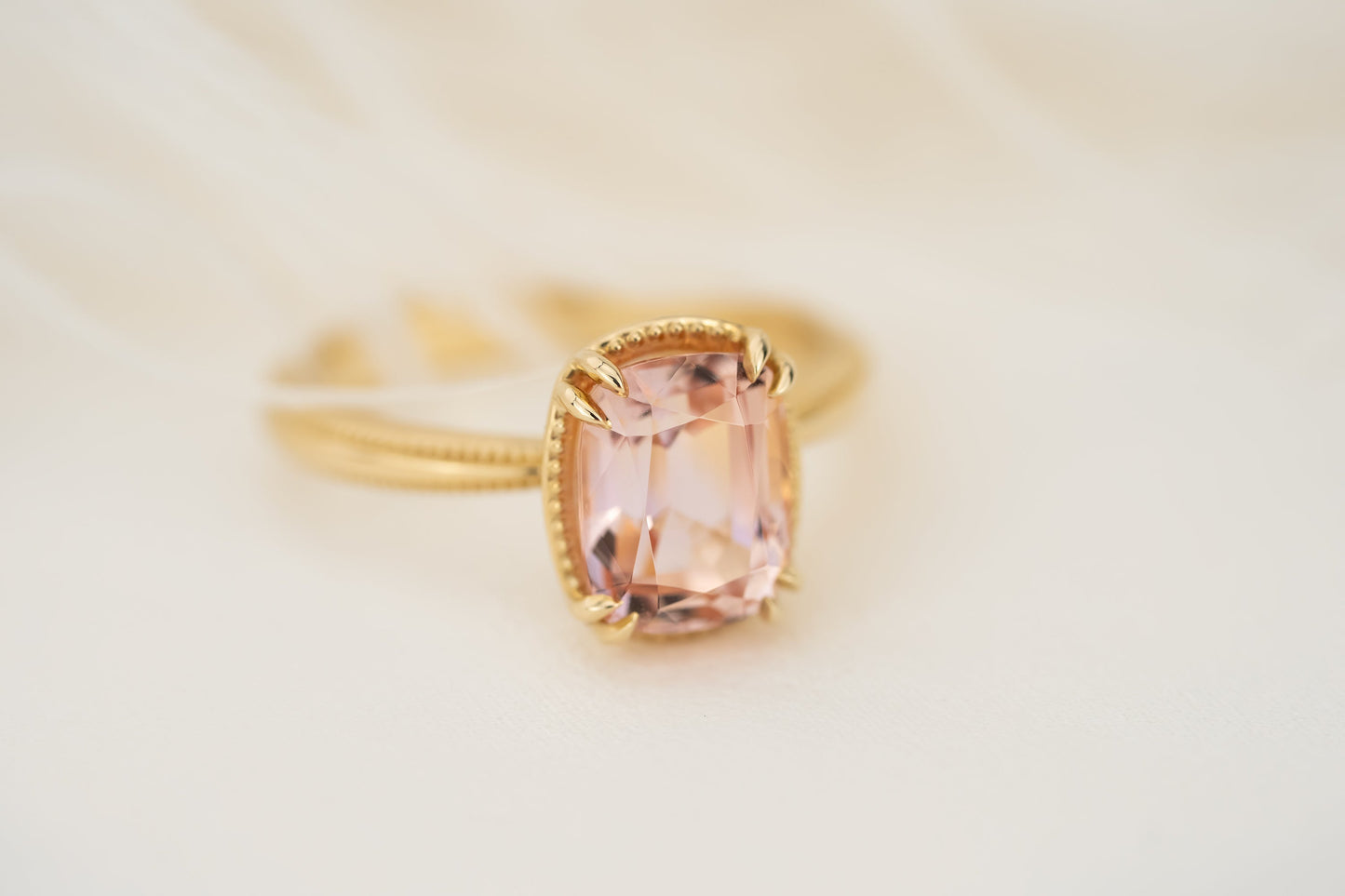 The Apate Ring | 3.51 CT Elongated Cushion Peach Imperial Topaz