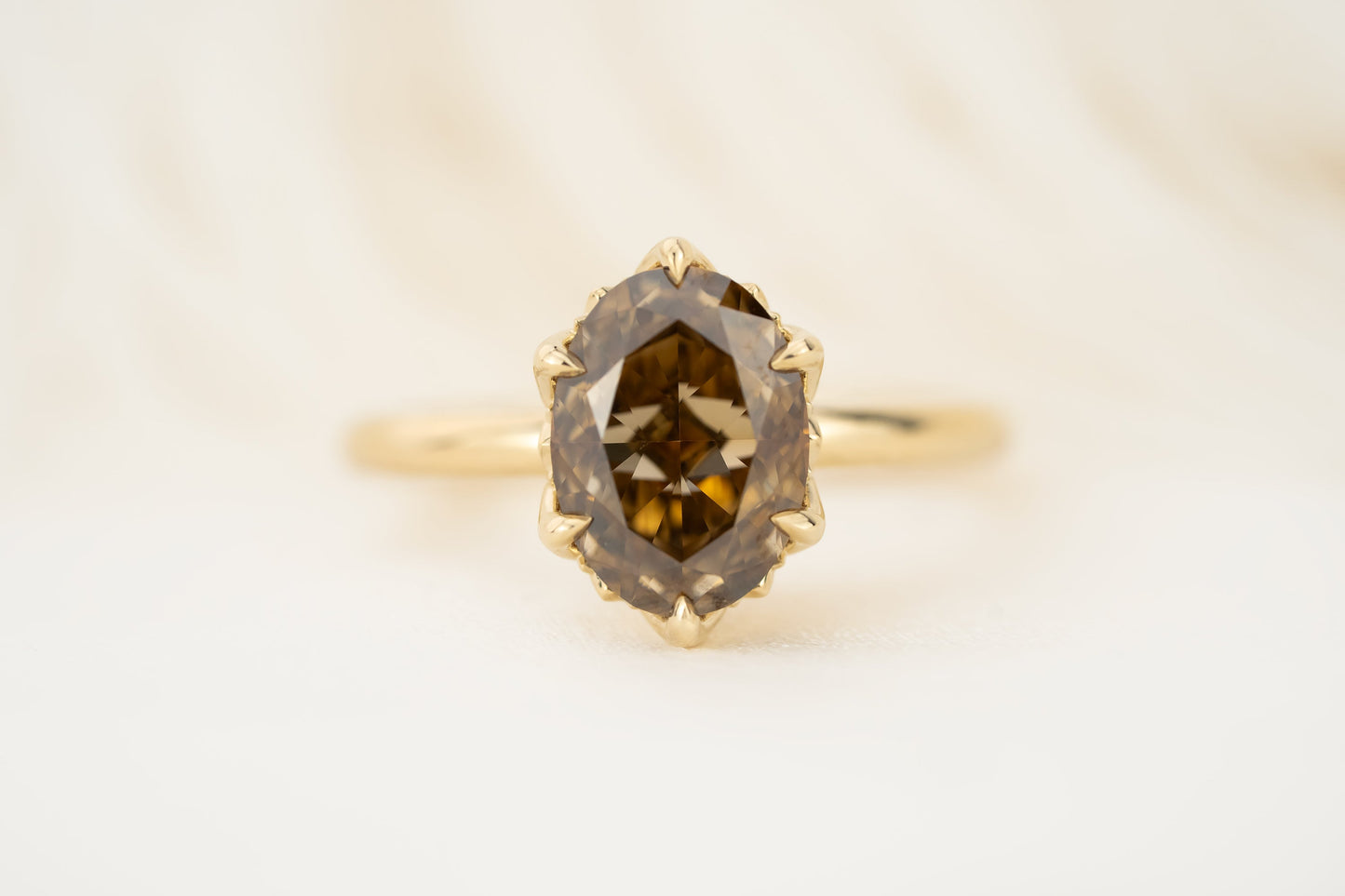 The Secret Garden Ring | 3.08 CT Oval Cut Brown Diamond