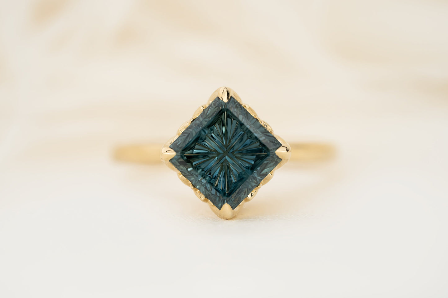 The Secret Garden Ring | 3.44 CT Radiant Starbrite™ Teal Sapphire