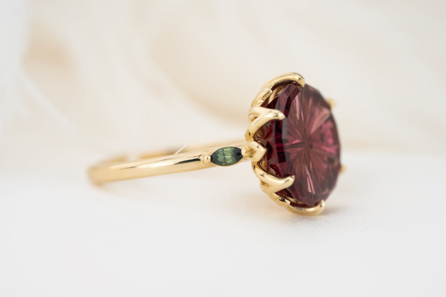 The Secret Garden Ring | 6.72 CT Round Starbrite™ Rose Garnet