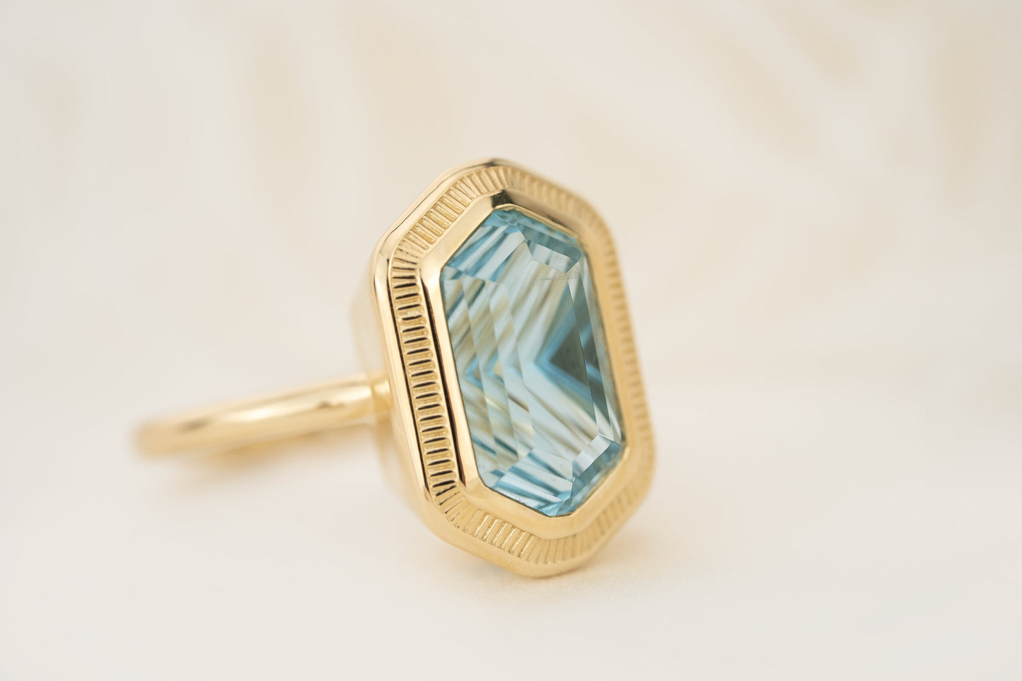 The Olympia Ring | 5.18 CT Hexagon Deep Concave™ Cut Aquamarine