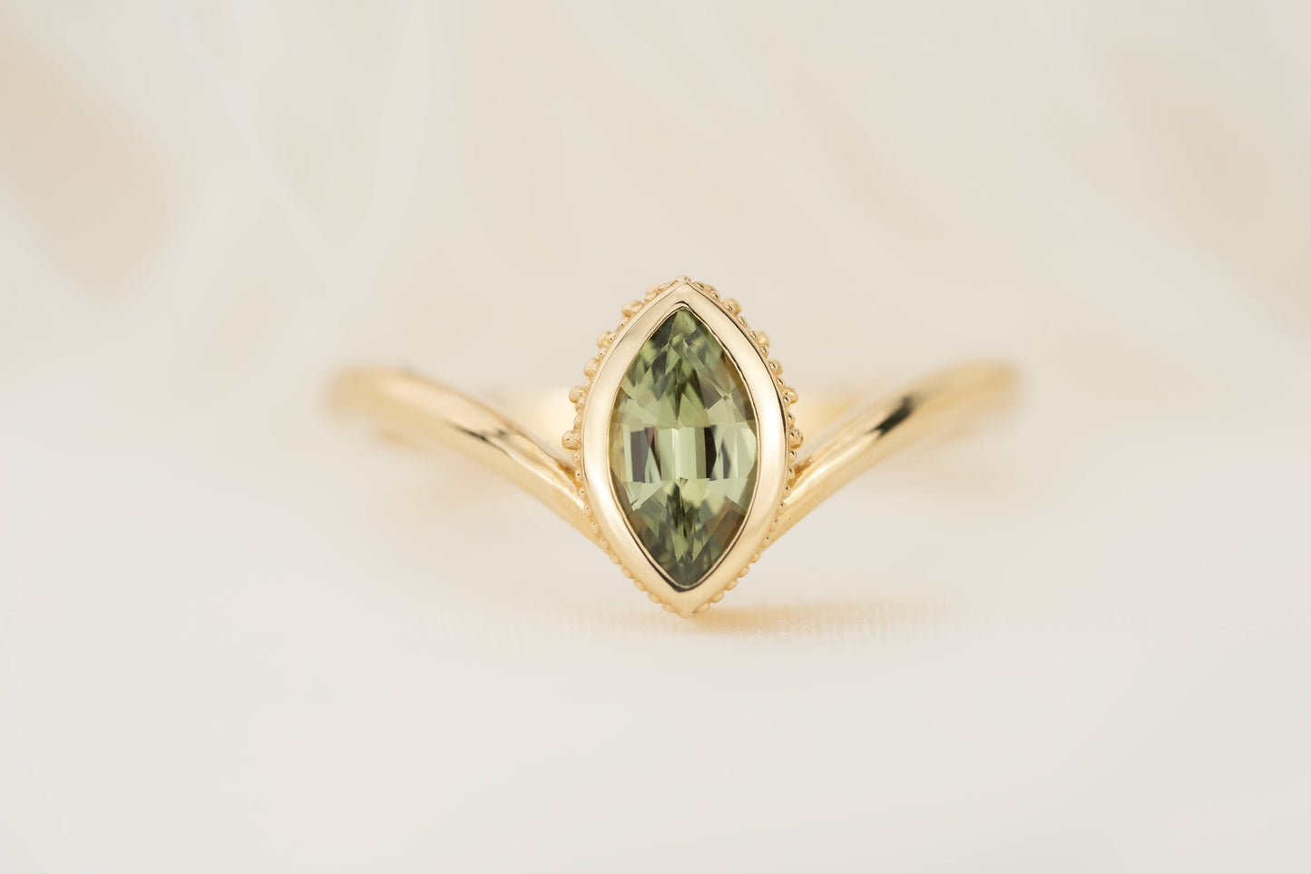 The Contoured Sitara Ring | 0.71 CT Marquise Green Sapphire