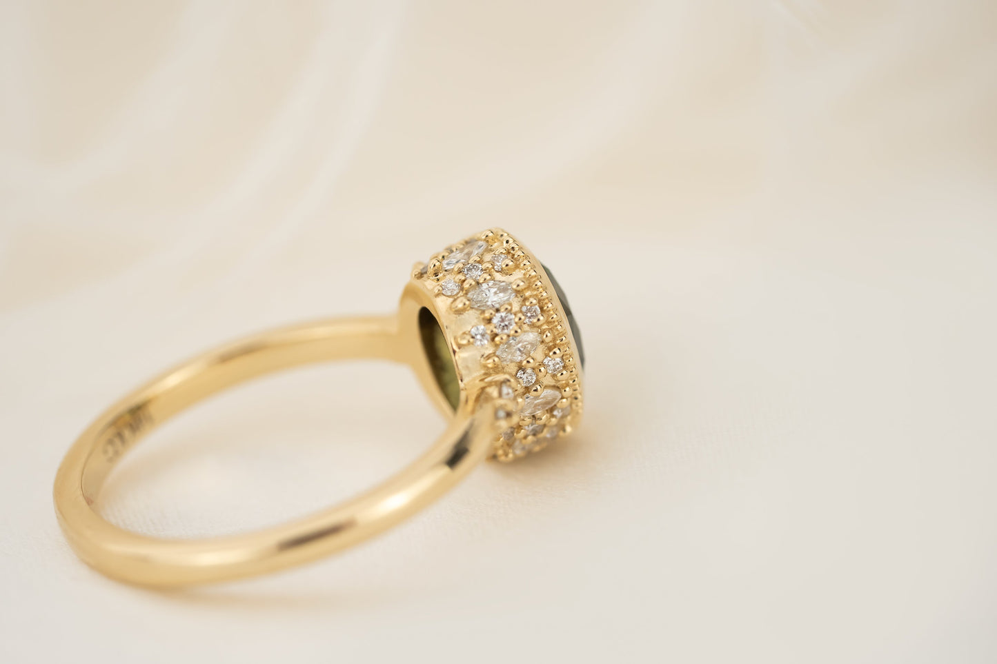 The Sitara Ring | 1.78 CT Forest Green Oval Montana Sapphire | Faceted By Eric Trudell