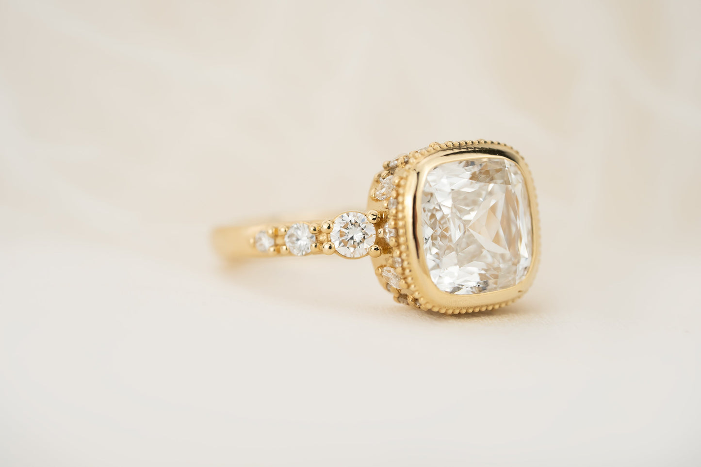 The Sitara Ring | 4.23 CT Fancy Cushion Cut Diamond