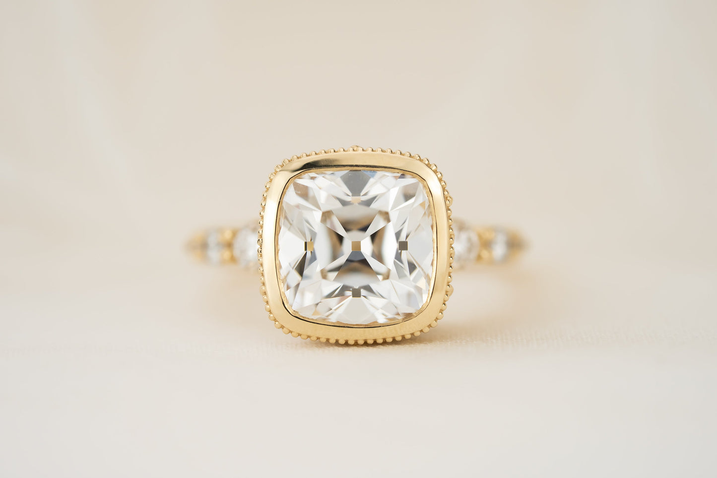 The Sitara Ring | 4.03 CT Old Mine Cushion Cut Diamond