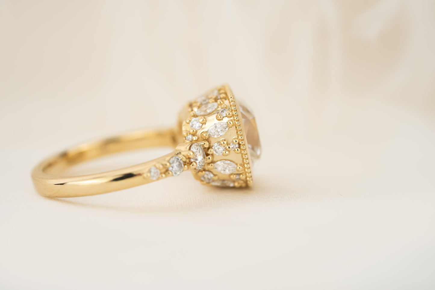 The Sitara Ring | 4.03 CT Old Mine Cushion Cut Diamond