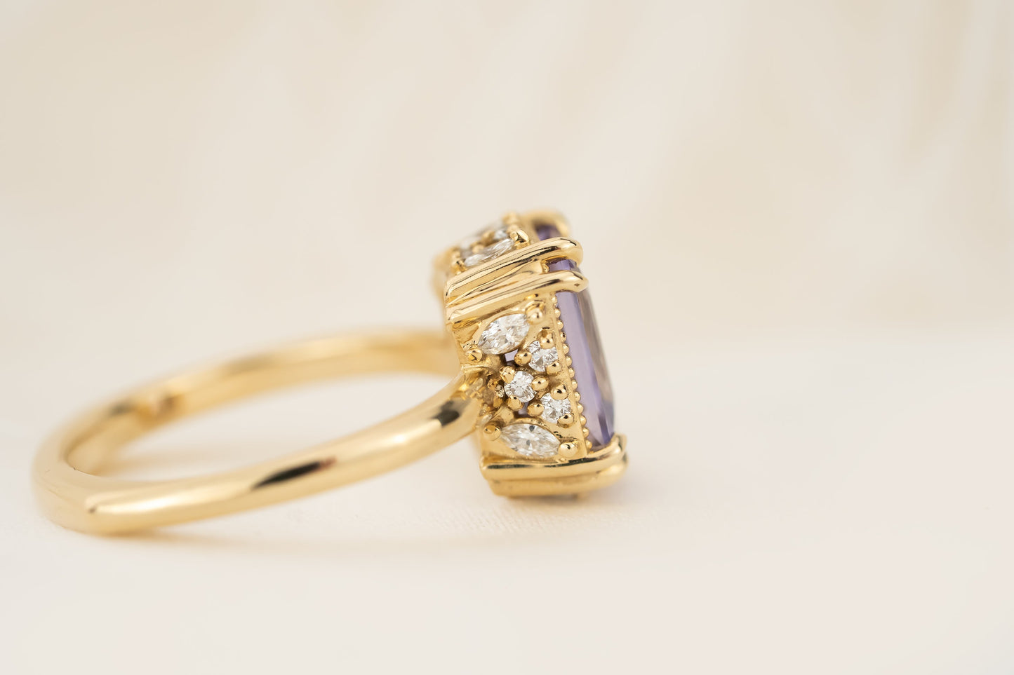 The Sitara - Prong Set | 3.14 CT Radiant Cut Purple Sapphire