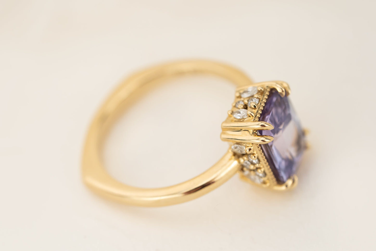 The Sitara - Prong Set | 3.14 CT Radiant Cut Purple Sapphire