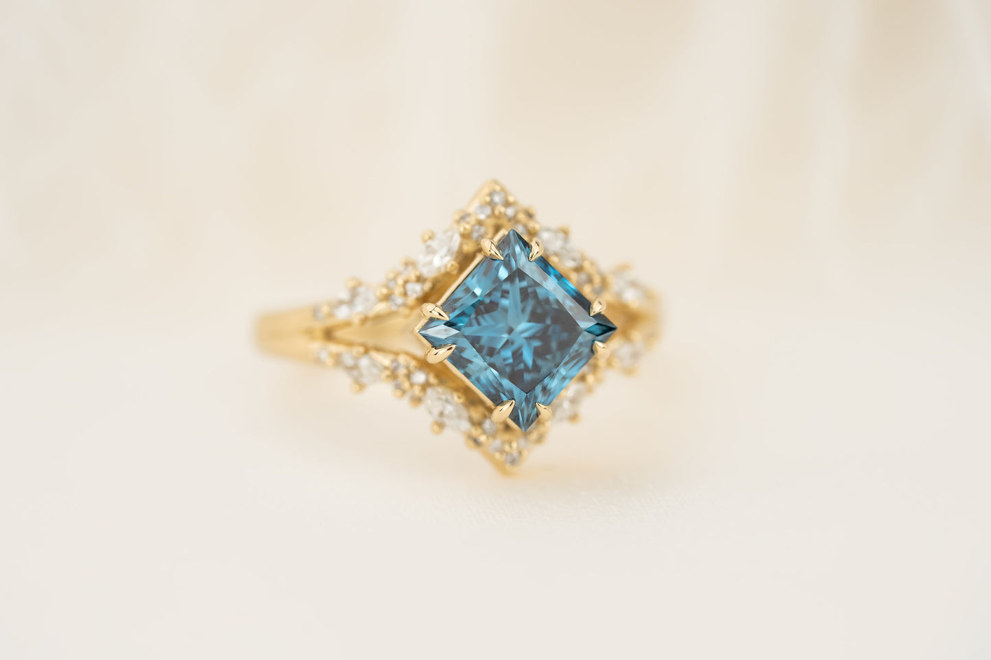 The Oracle Ring | 2.04 CT Princess Cut Blue Diamond