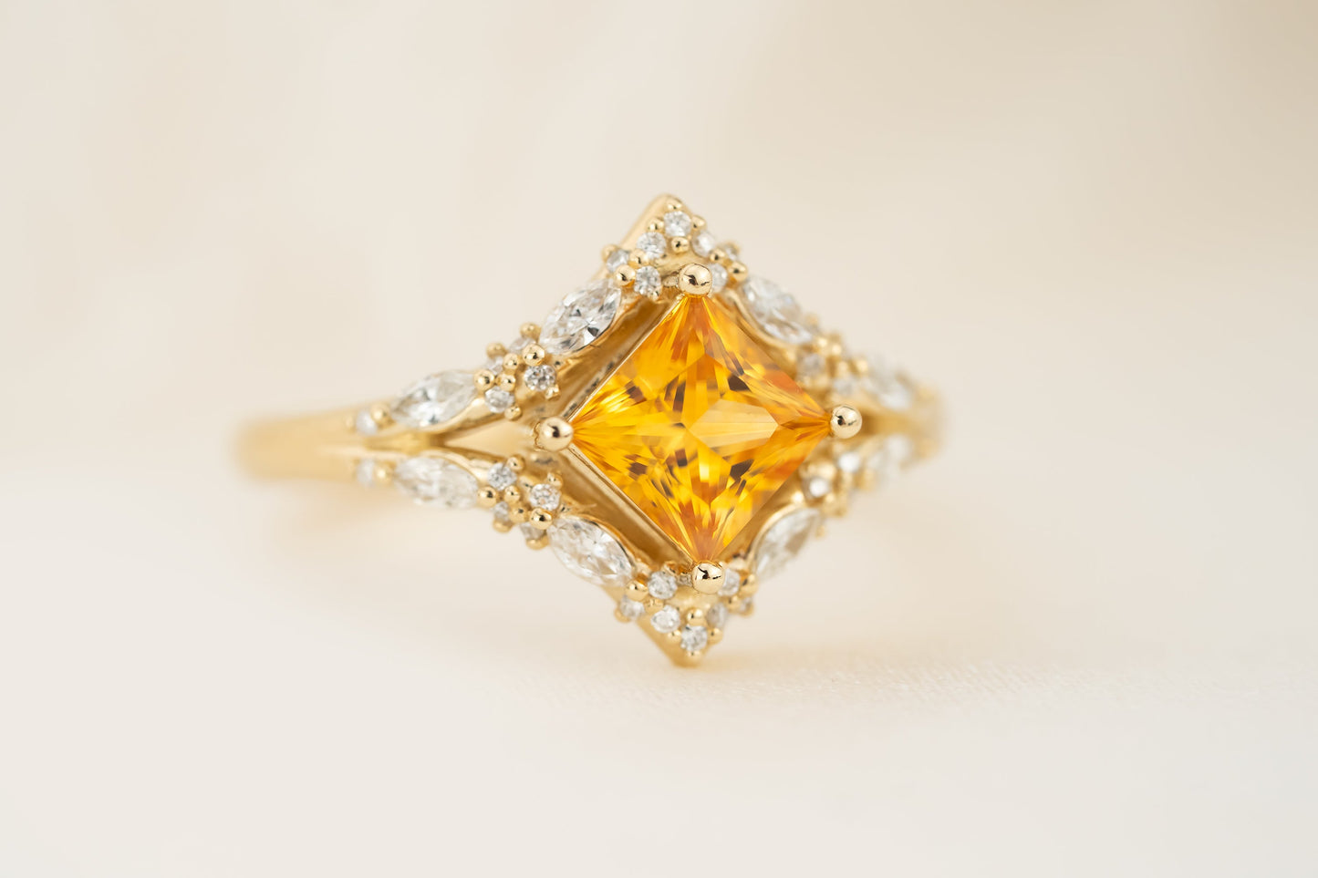 The Oracle Ring | 1.1 CT Princess Cut Orange Sapphire