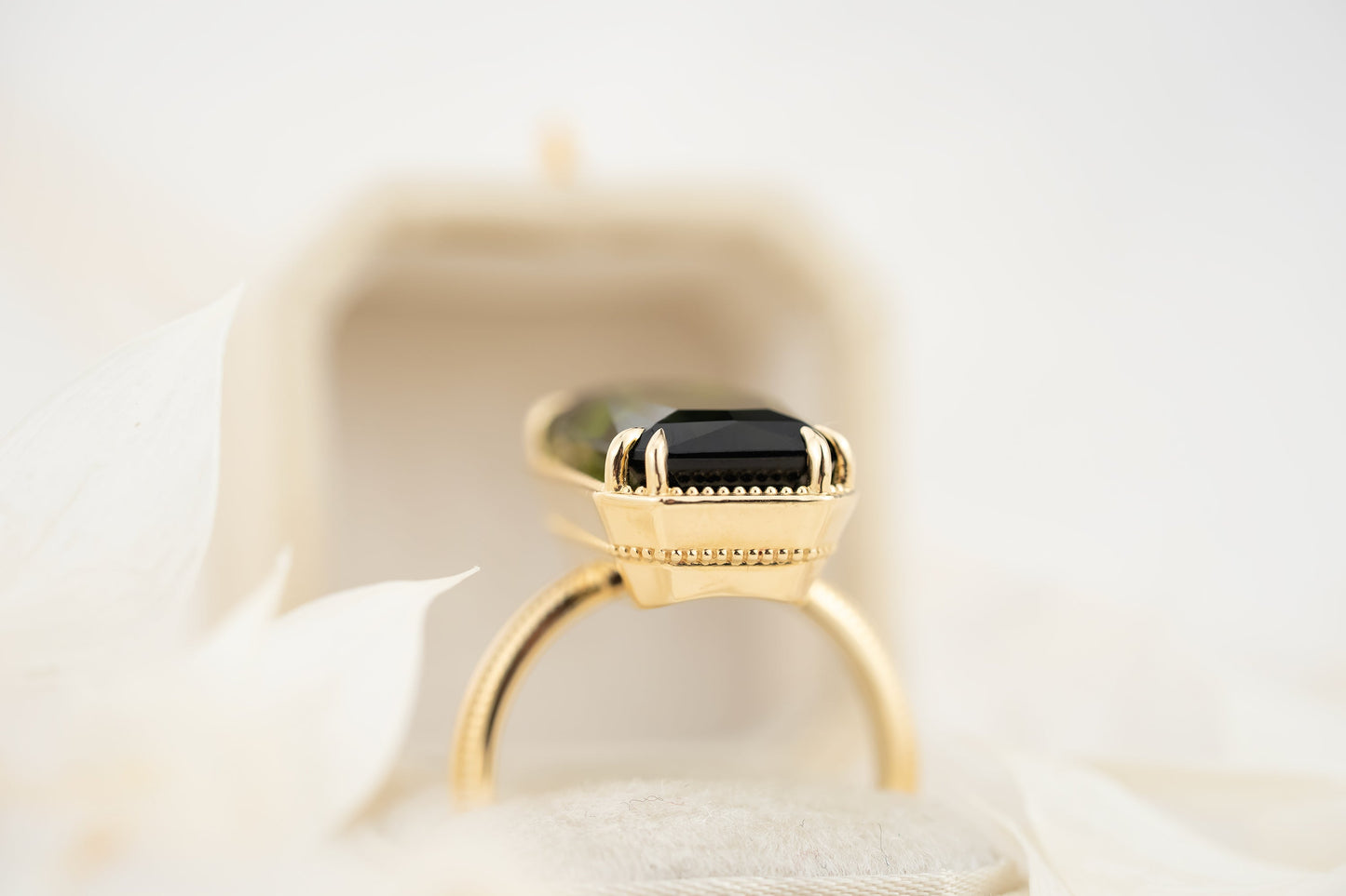 The Apate Ring | 10 CT Fancy Radiant Cut Green Tourmaline
