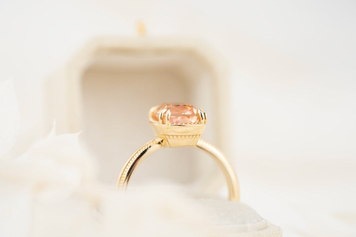 The Apate Ring | 3.51 CT Elongated Cushion Peach Imperial Topaz