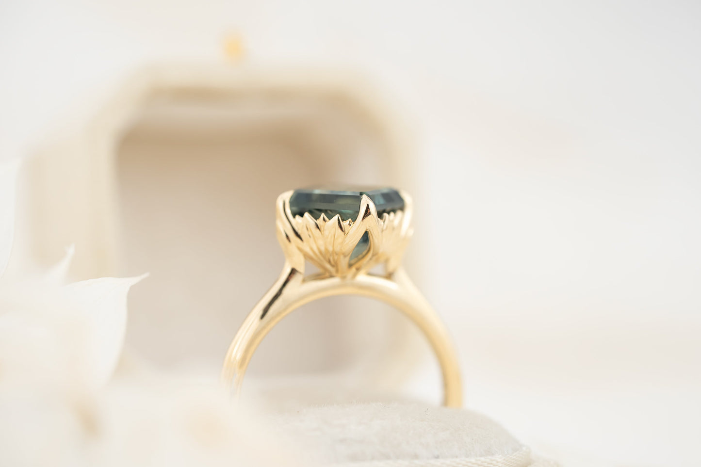 The Secret Garden Ring | 3.44 CT Radiant Starbrite™ Teal Sapphire