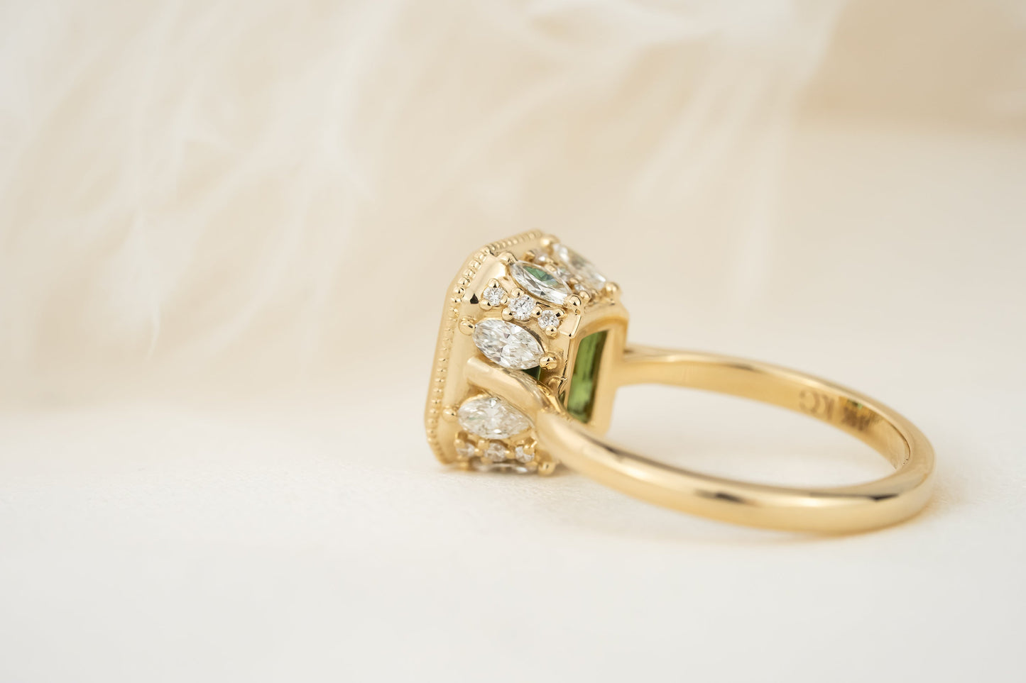 The Sitara Ring | 3.07 CT Emerald Cut Lagoon Green Tourmaline